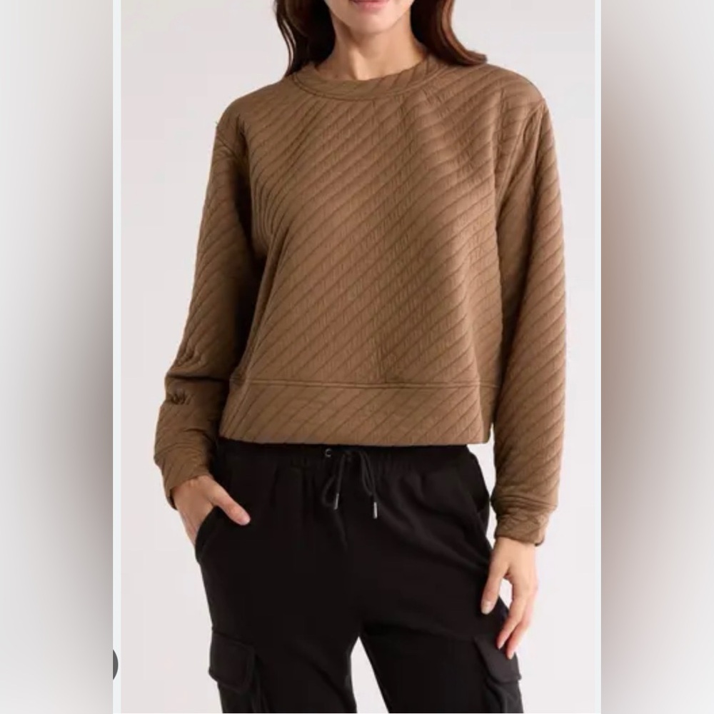 Zella Tan Quilted Sweatshirt
